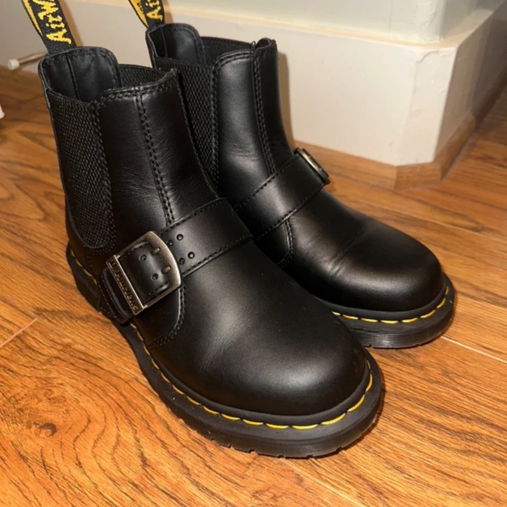 Dr. Martens Black Leather Boots with Buckle
